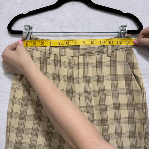 Bohme Pants Womens XS Beige Plaid Trousers Stretch Slim Fit Flat Front Dress - Picture 3 of 12